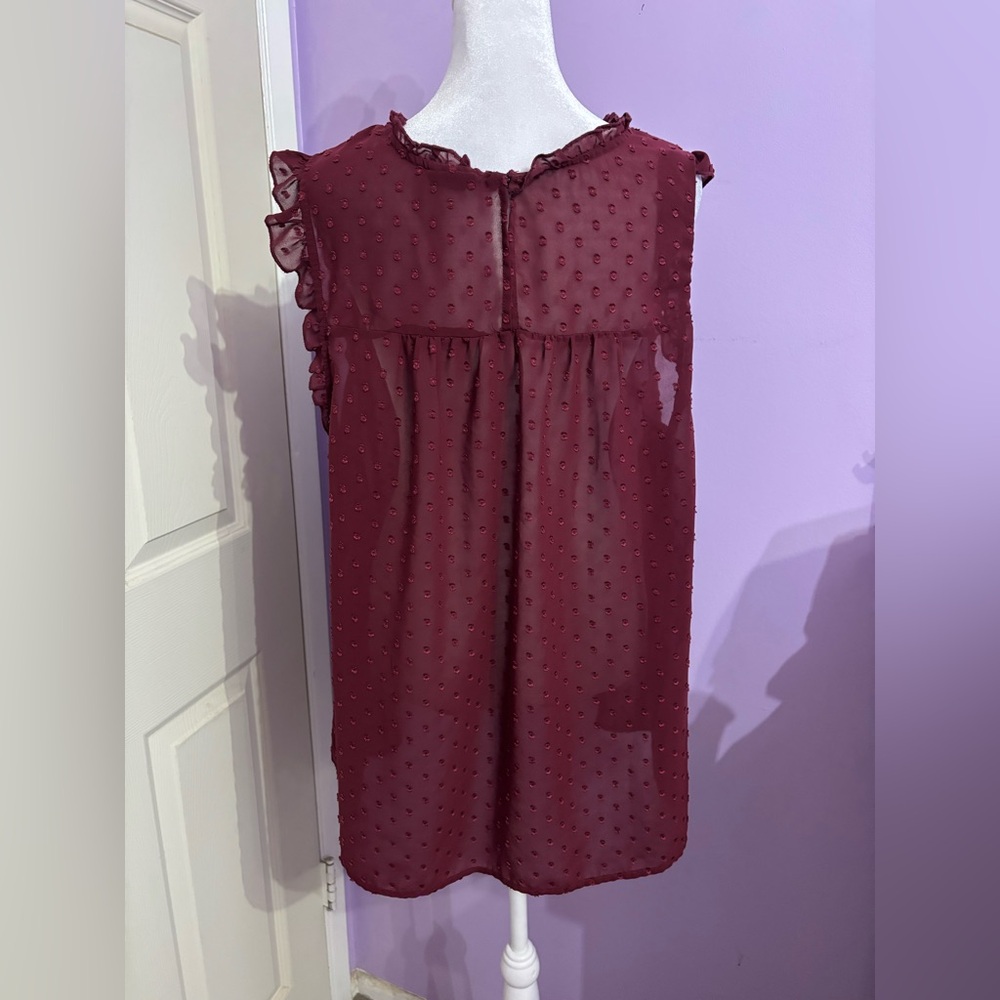 Torrid Burgundy Sheer Blouse - Picture 2 of 3